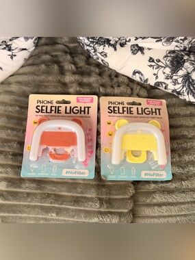 2-Pack Phone Selfie Lights Clip-On LED Pink & Yellow New